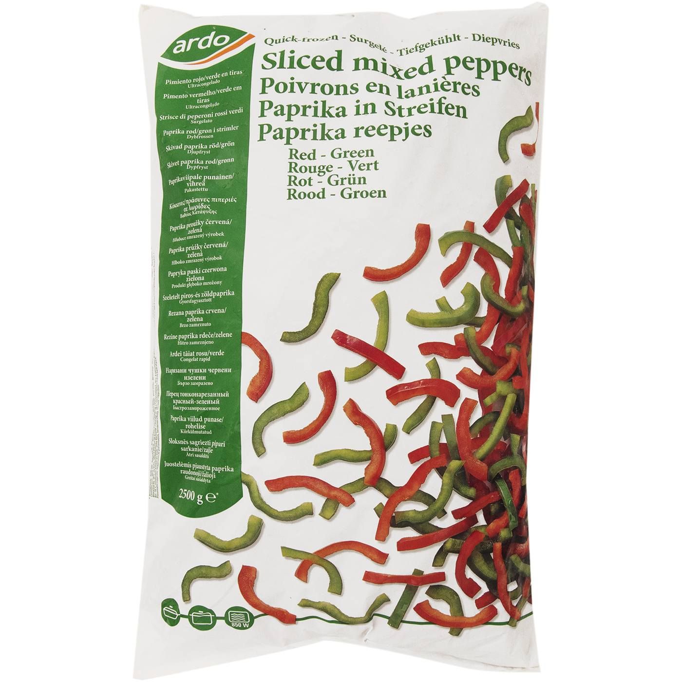 Πιπεριές ARDO κόκκινες και πράσινες κομμένες κατεψυγμένες (2,5kg) - floating thumbnail