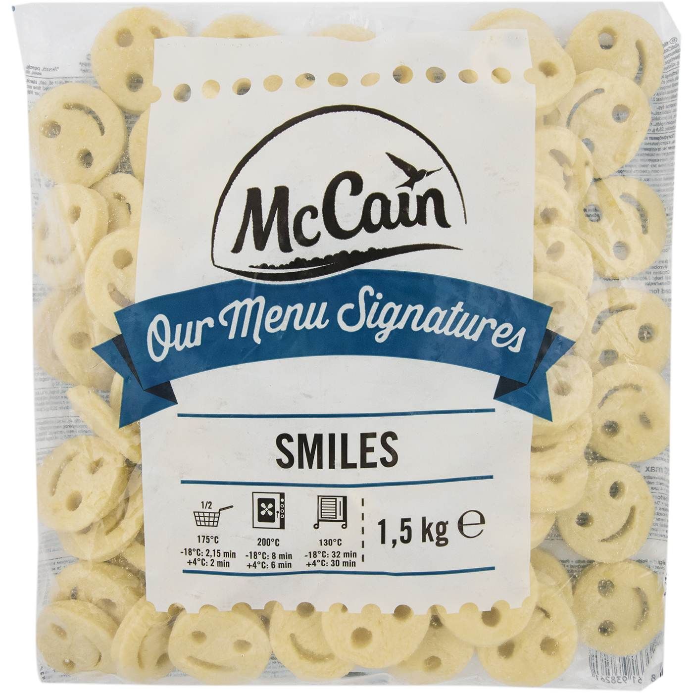 Πατάτες MCCAIN παιδικές σε σχήμα χαμόγελο κατεψυγμένες (1,5kg) - floating thumbnail