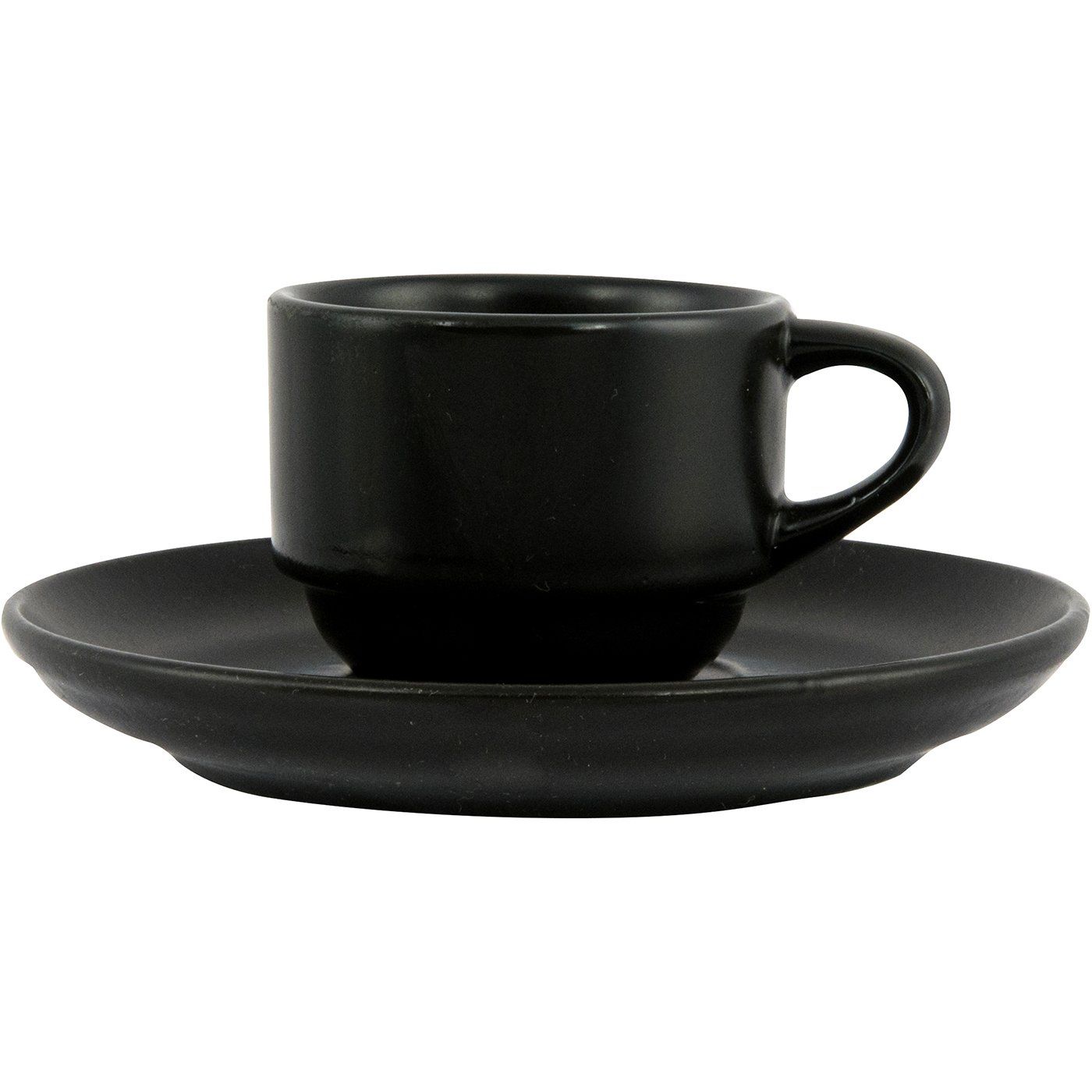 Σετ φλιτζάνι και πιάτο πορσελάνης GURAL Bodrum μαύρο ματ 6cl - floating thumbnail