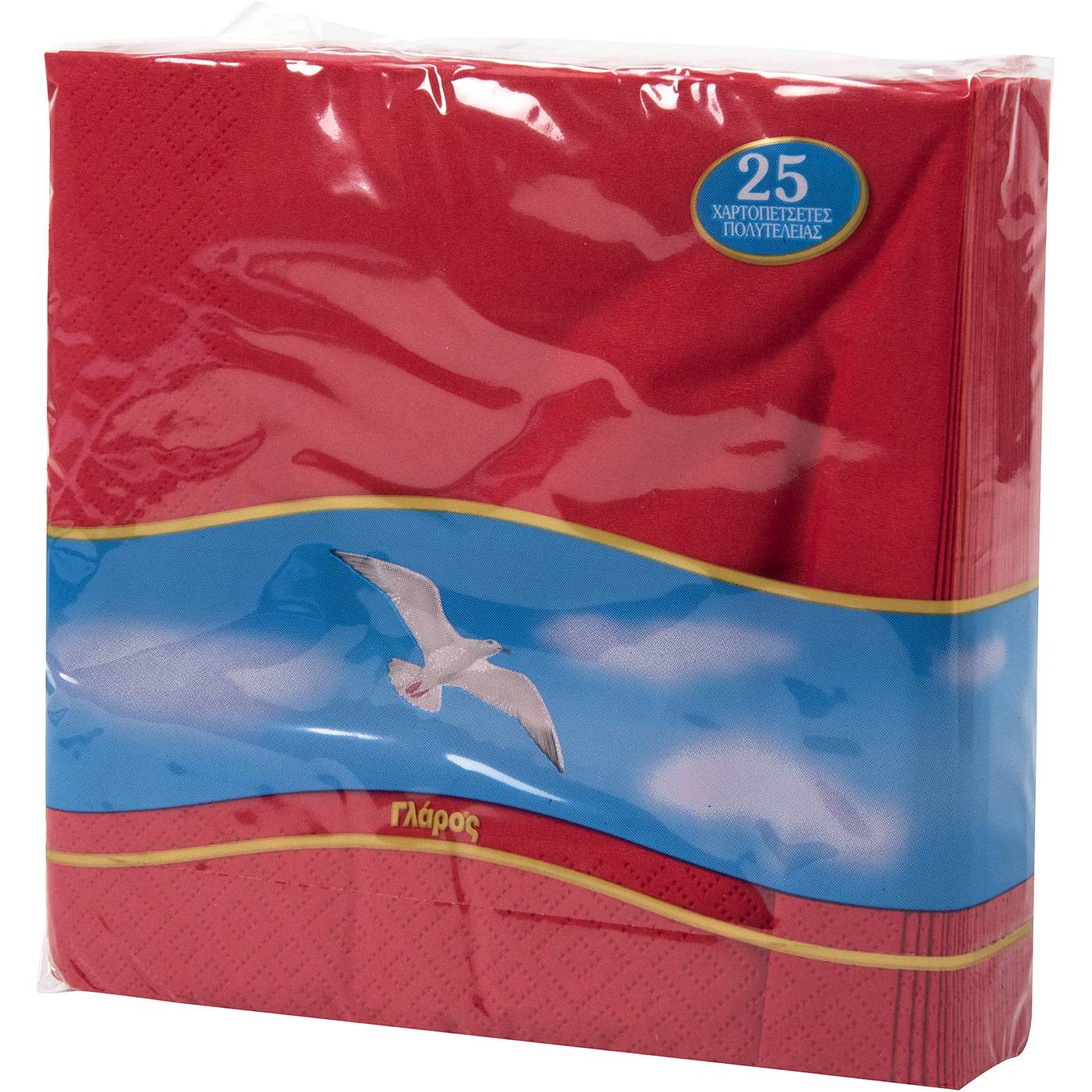 Χαρτοπετσέτες ΓΛΑΡΟΣ κόκκινες 33x33cm - floating thumbnail