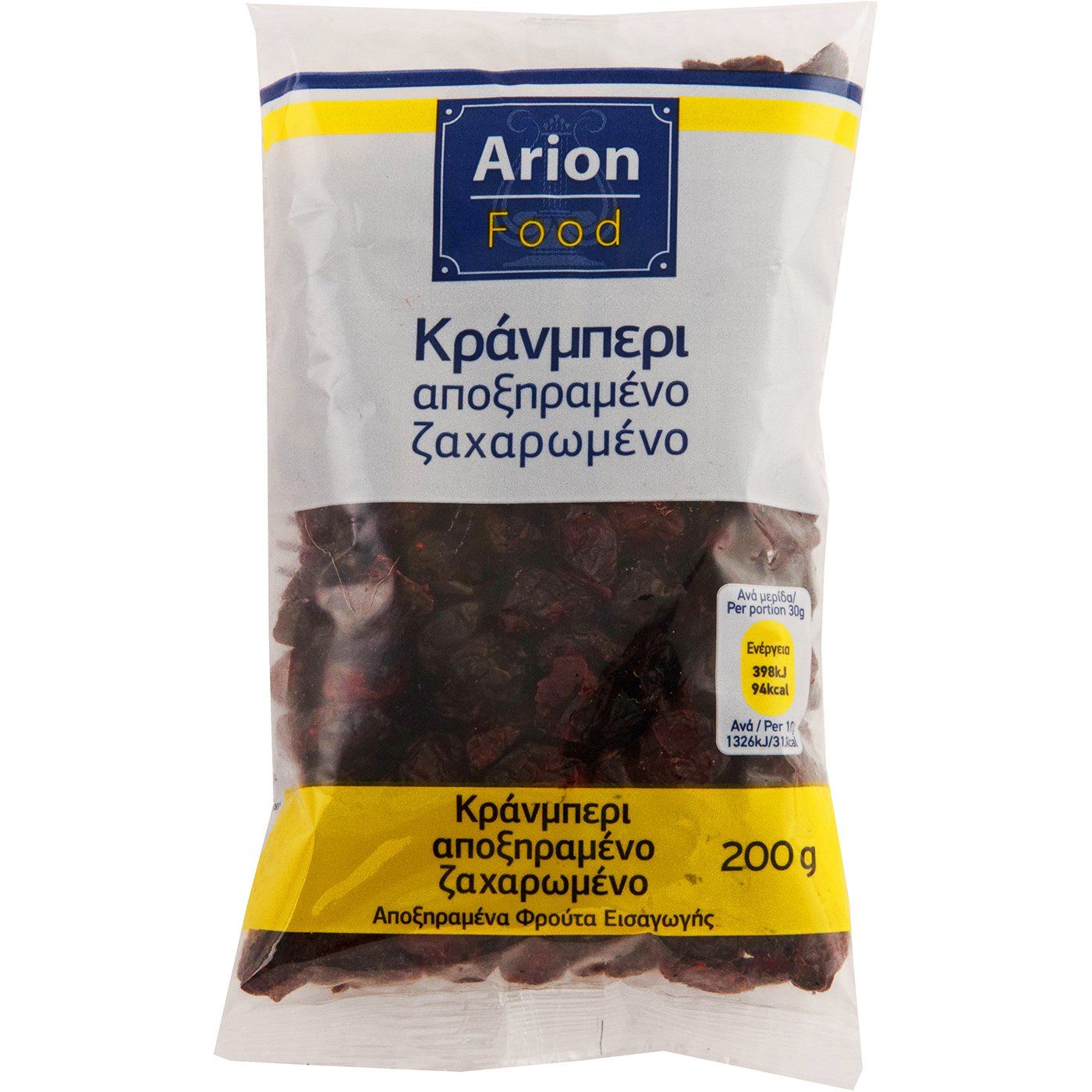 Cranberries ARION FOOD αποξηραμένα ζαχαρωμένα (200g) - floating thumbnail