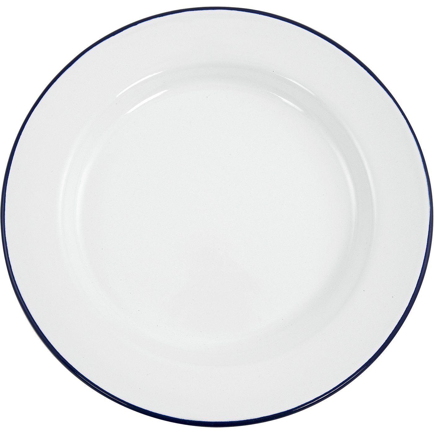 Πιάτο ρηχό εμαγιέ HENDI λευκό με μπλε rim Φ24cm - floating thumbnail