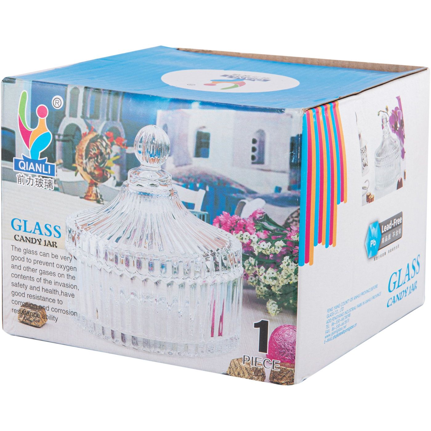 Φοντανιέρα με γραμμές μεγάλη Φ14xΥ15cm - floating thumbnail