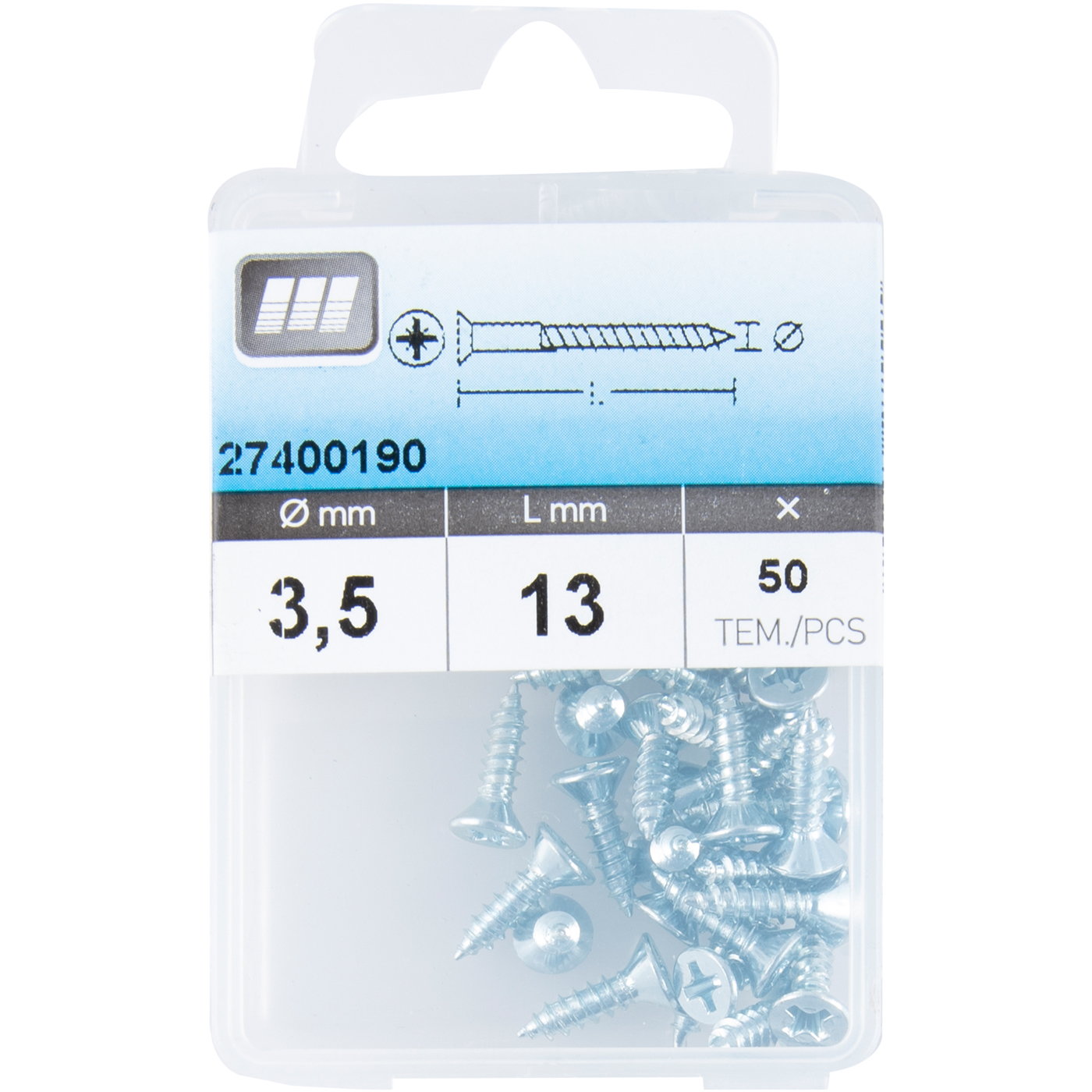 Λαμαρινόβιδα φρεζάτη 6x1/2 50τεμ. - floating thumbnail