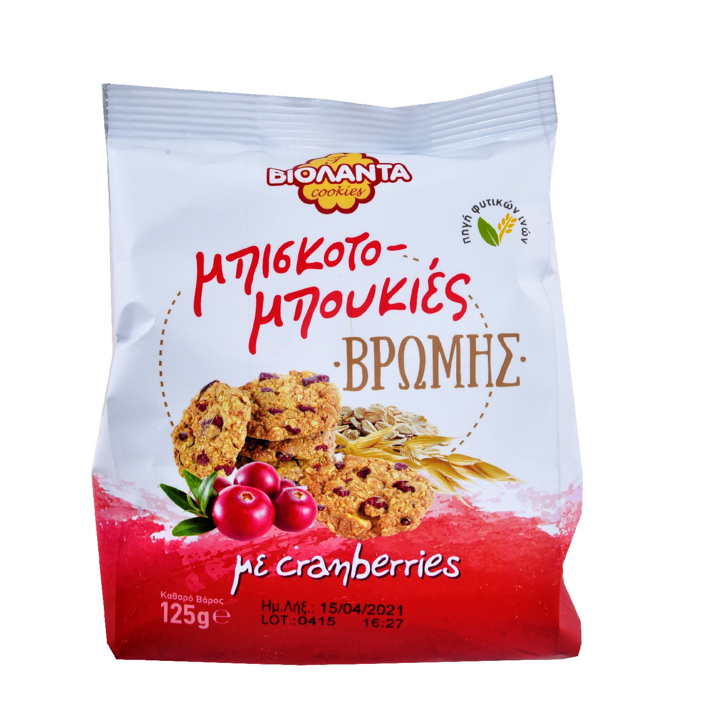 Σνακ ΒΙΟΛΑΝΤΑ μπισκοτομπουκιές βρώμης με cranberries (125g) - floating thumbnail