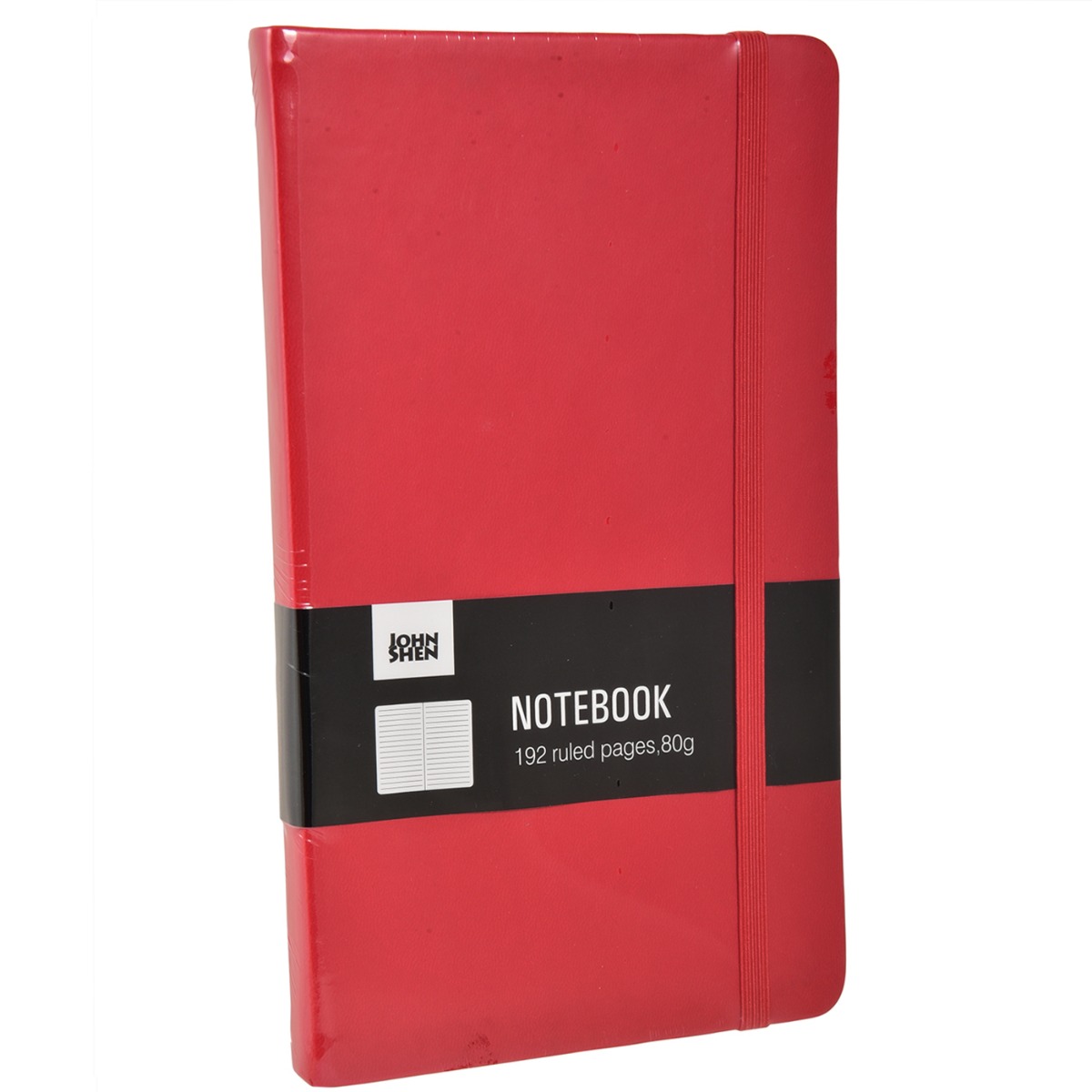 Σημειωματάριο ριγέ με λάστιχο κόκκινο 13x21cm - floating thumbnail