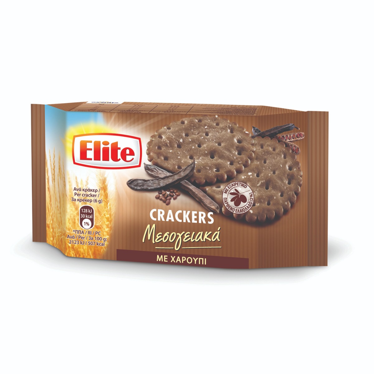 ELITE κράκερ Μεσογειακά με χαρούπι 105g - floating thumbnail
