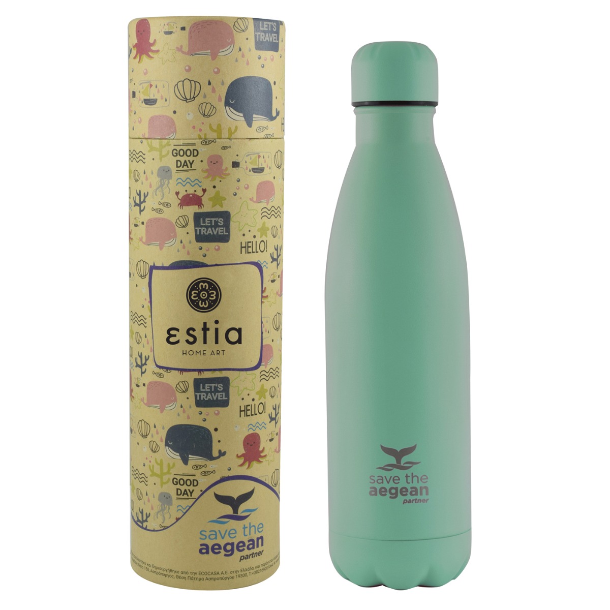 ESTIA θερμός "Save The Aegean" μπουκάλι σε φυστικί 500ml - floating thumbnail