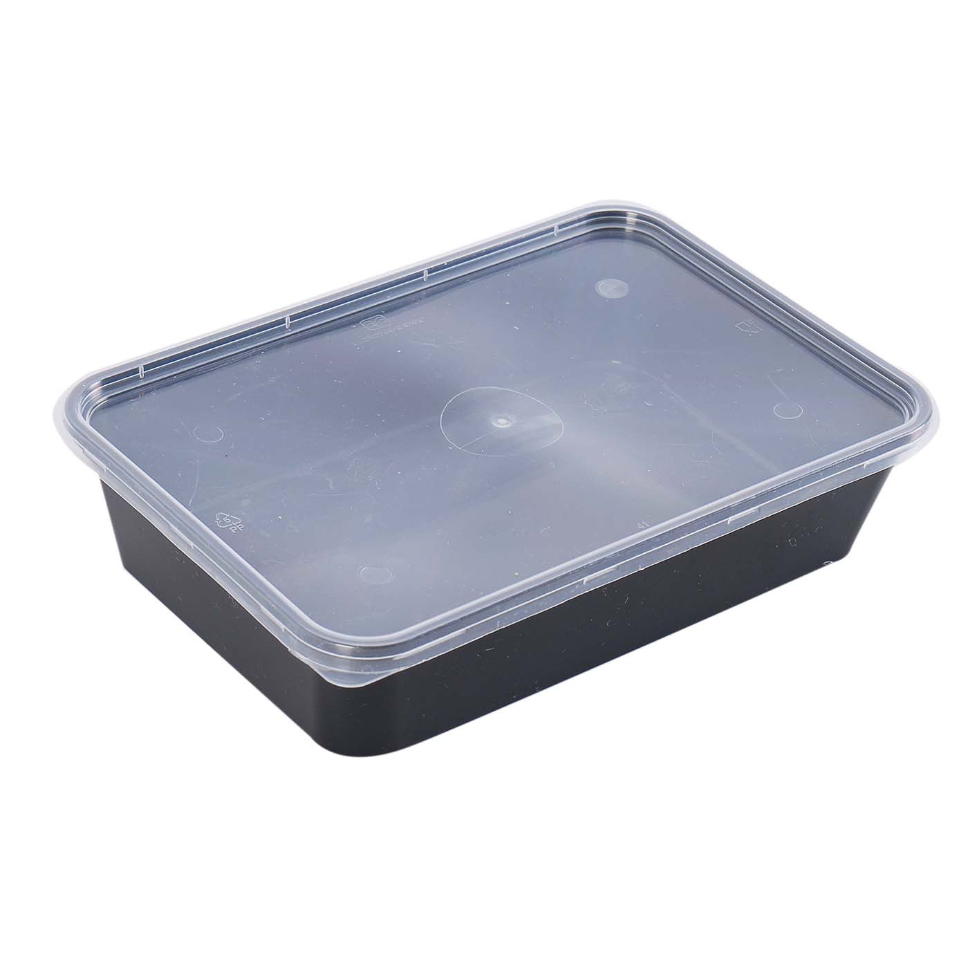 Φαγητοδοχείο μπώλ μιας χρήσης μαύρο με καπάκι - floating thumbnail