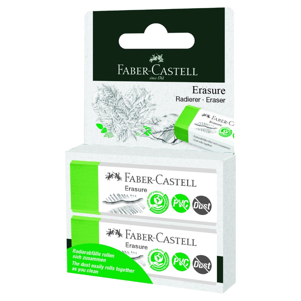 FABER-CASTELL γόμες πράσινες PVC-Free Dust 2τεμ. - floating thumbnail
