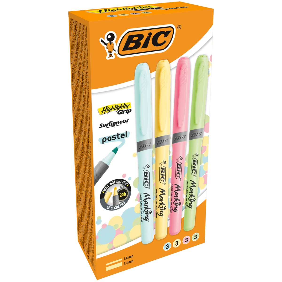 BIC μαρκαδόρος υπογράμμισης παστέλ χρώματα κουτί 12τεμ. - floating thumbnail
