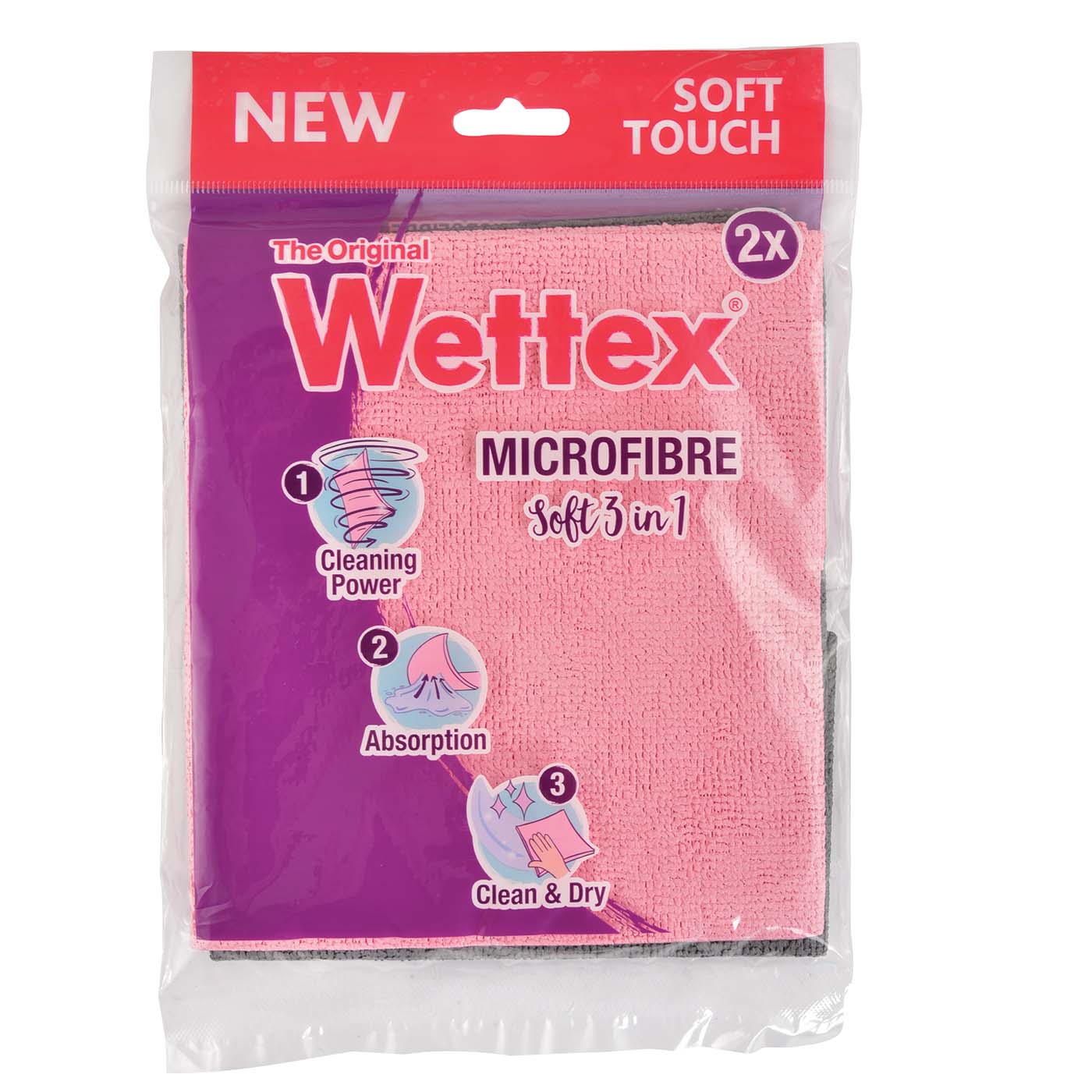 WETTEX πετσέτα Microfibre Soft 3 σε 1 2τεμ. - floating thumbnail
