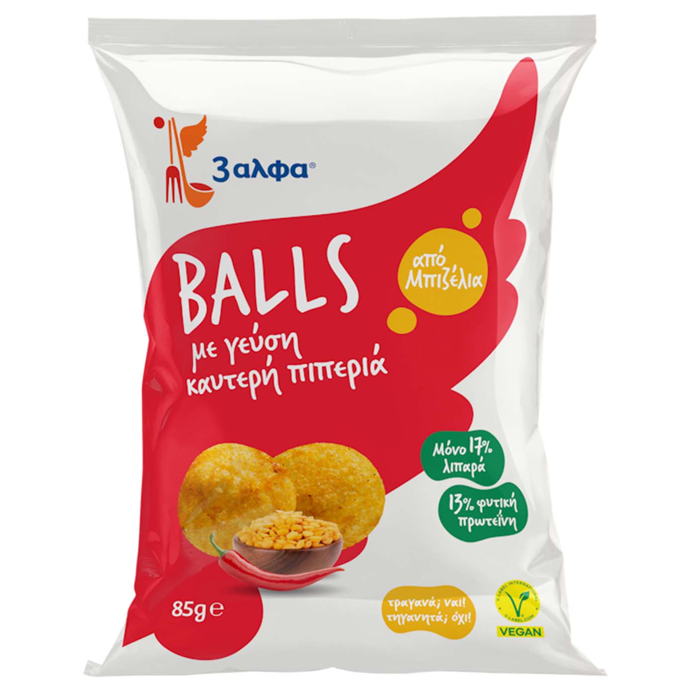 3 ΑΛΦΑ balls με γεύση καυτερή πιπεριά 85g - floating thumbnail