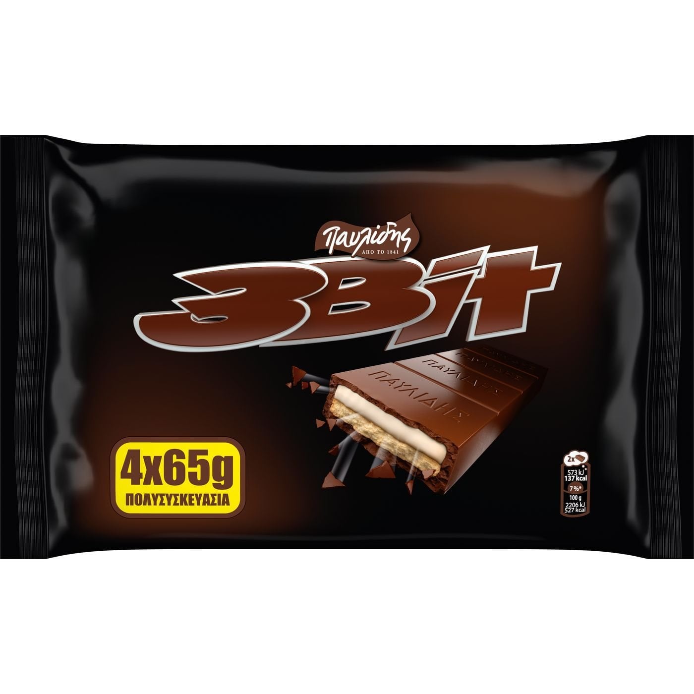 3BIT σοκολάτα γάλακτος με κρέμα & μπισκότο 4x65g - floating thumbnail