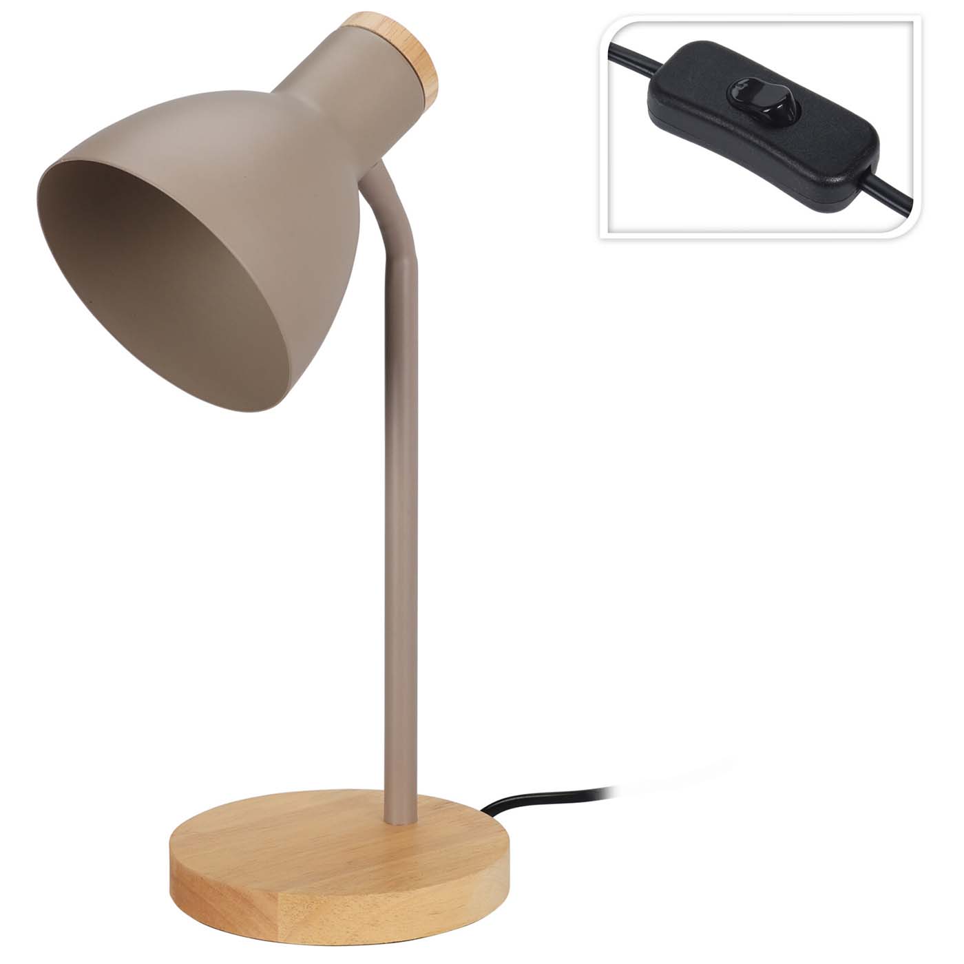 Φωτιστικό γραφείου με μεταλλική και ξύλινη βάση taupe - floating thumbnail