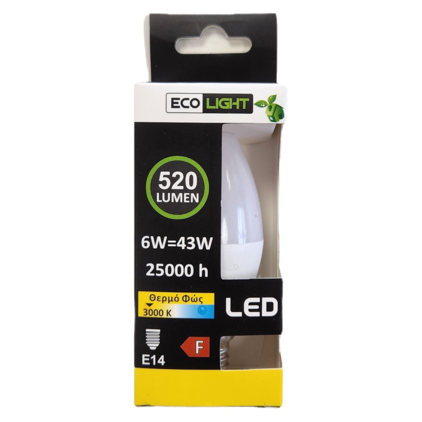 ECOLIGHT λάμπα LED κερί 6W E14 C37 3000K - floating thumbnail