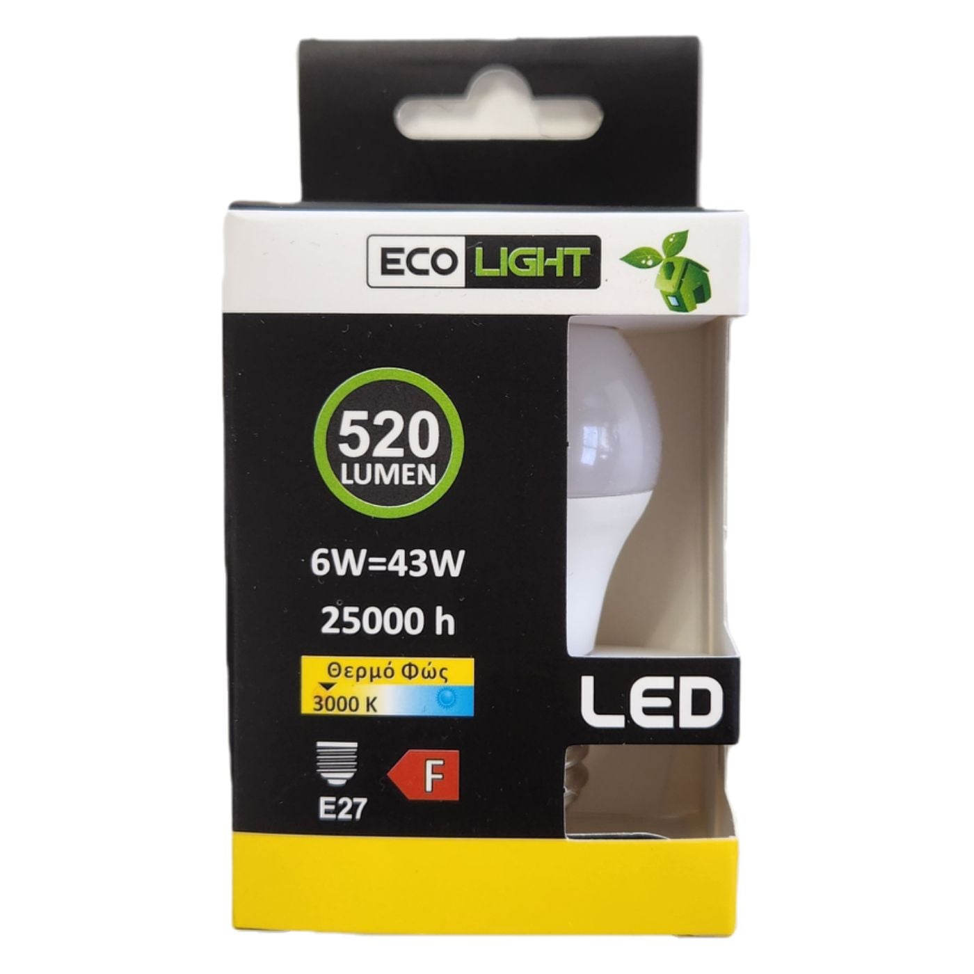 ECOLIGHT λάμπα LED σφαιρικό 6W E27 G45 3000K - floating thumbnail