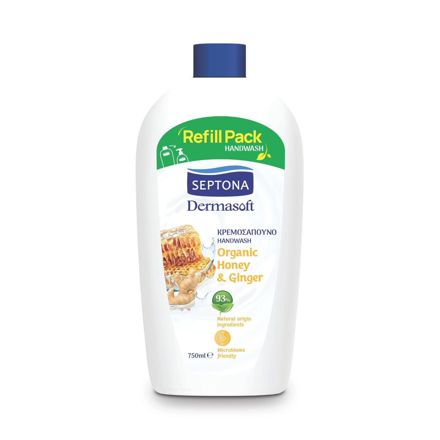 SEPTONA κρεμοσάπουνο Dermasoft honey - ginger ανταλλακτικό 750ml - floating thumbnail