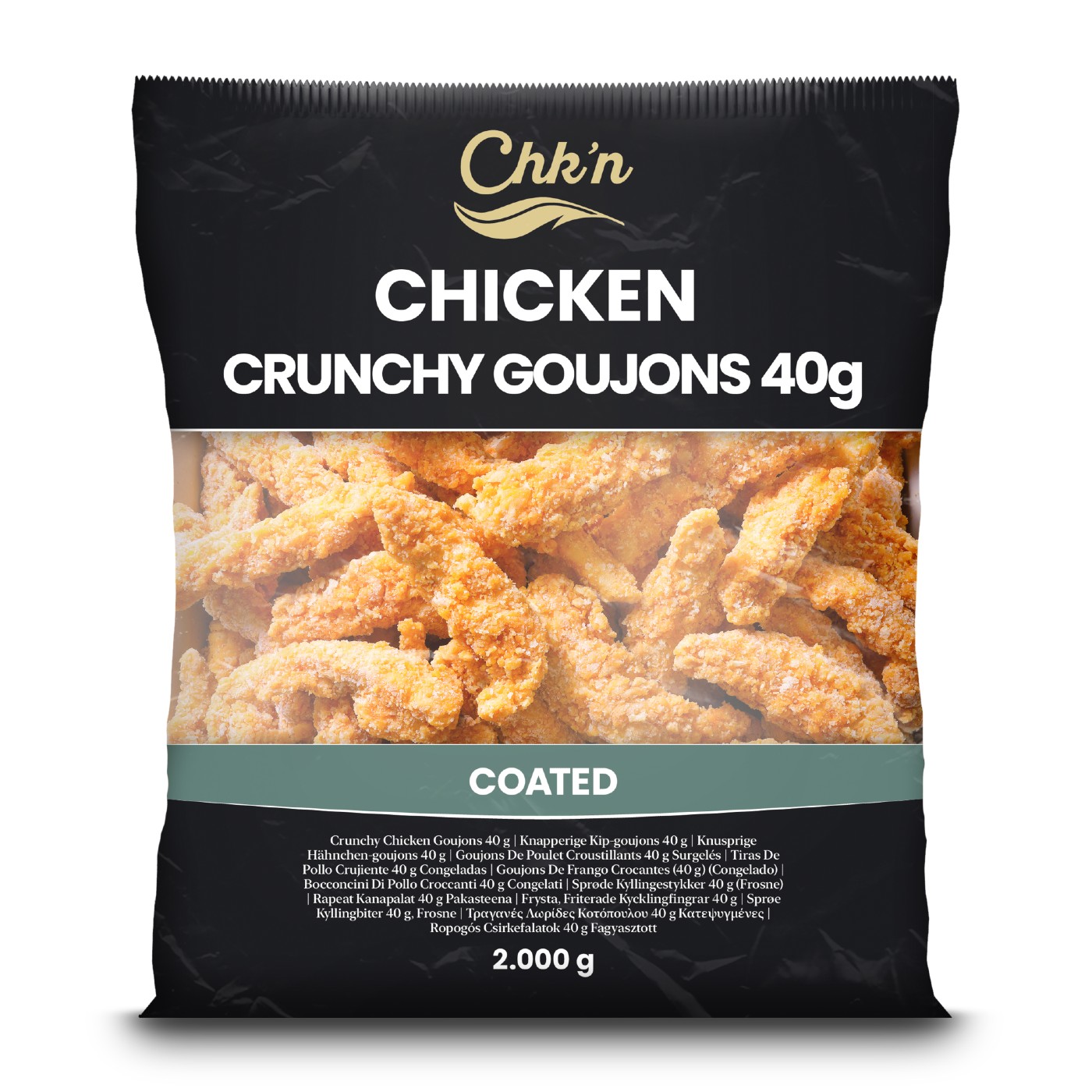 CNK'N λωρίδες κοτόπουλου τηγανητές από φιλέτο 40g κατεψυγμένες Κίνας 2kg - floating thumbnail