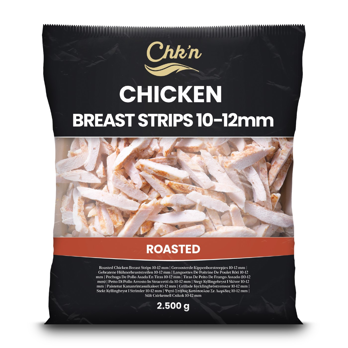 CNK'N λωρίδες από φιλέτο στήθους κοτόπουλου 10-12mm προψημένες κατεψυγμένες Κίνας 2,5kg - floating thumbnail