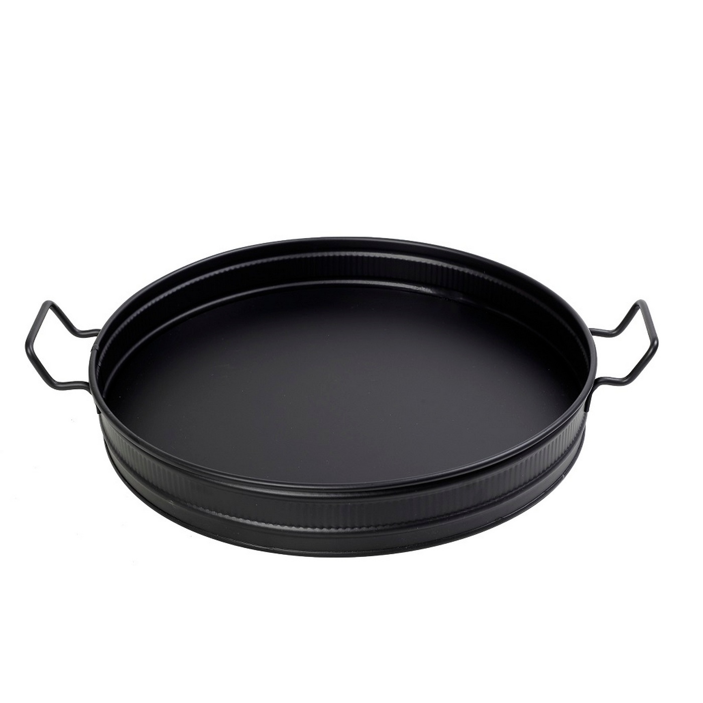 Δίσκος σερβιρίσματος μεταλλικός με λαβές Ø38cm μαύρος - floating thumbnail