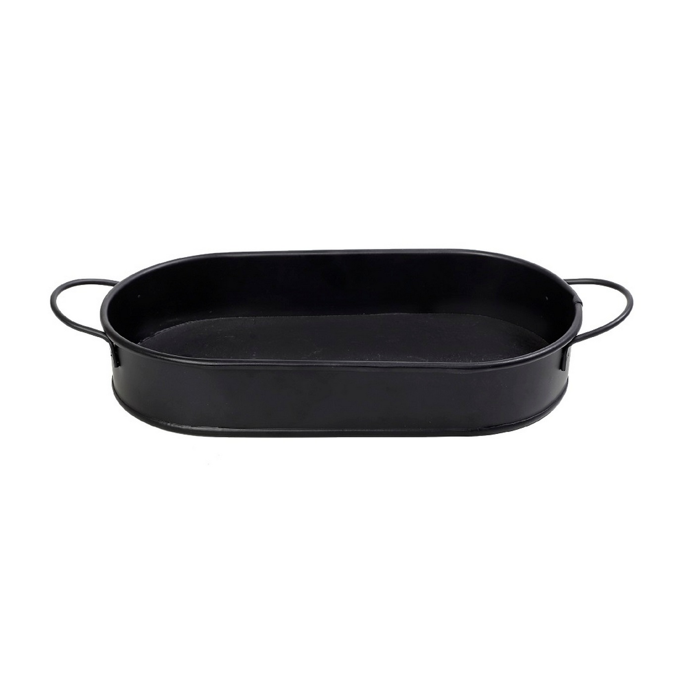 Δίσκος σερβιρίσματος μεταλλικός οβάλ με λαβές large 38x21cm μαύρος - floating thumbnail