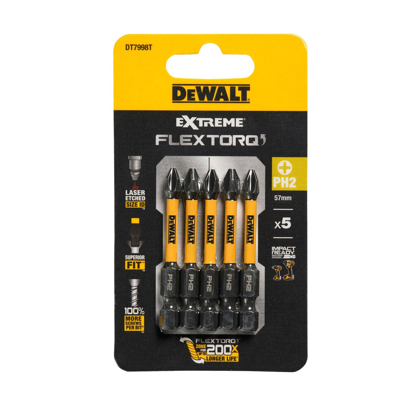 DEWALT μύτες Ph2x57mm FLEXTORQ 5τεμ. DT7998T - floating thumbnail