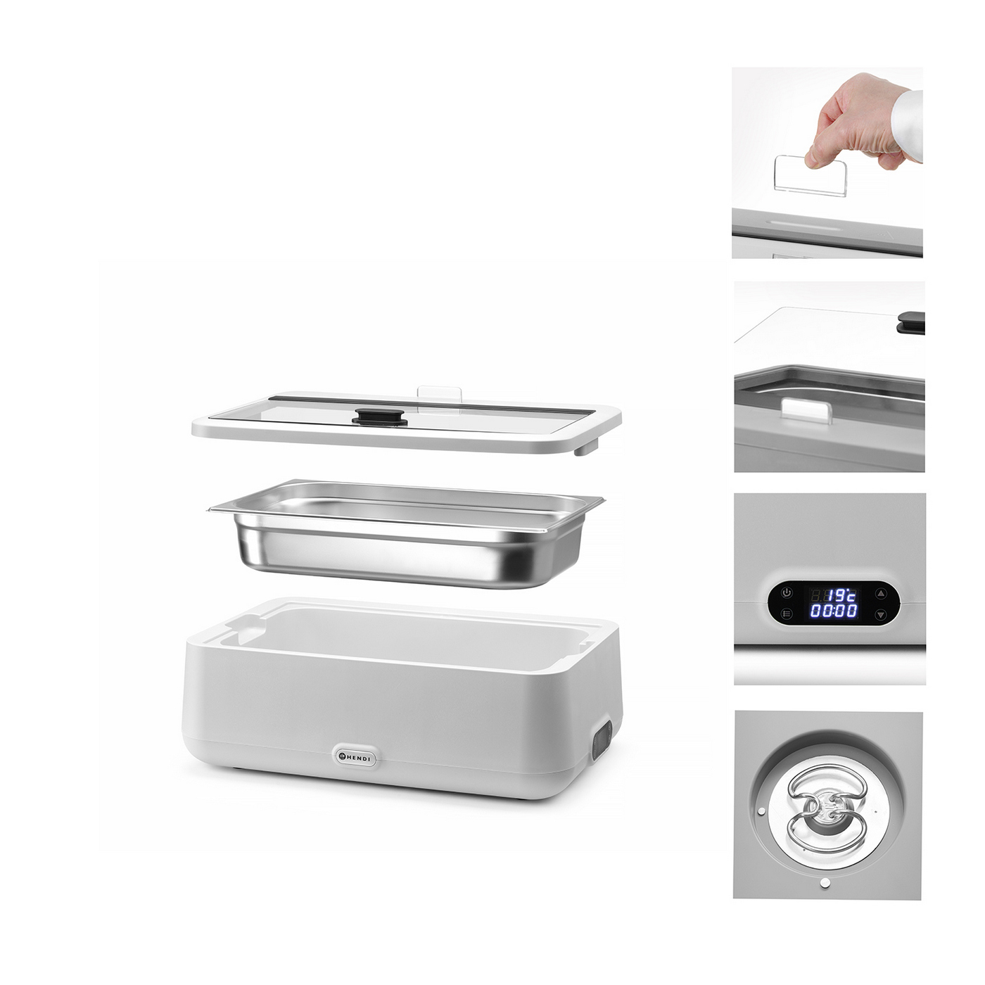 HENDI μπαίν μαρί Uniq Chafing Dish GN 1/1 λευκό 700W - floating thumbnail