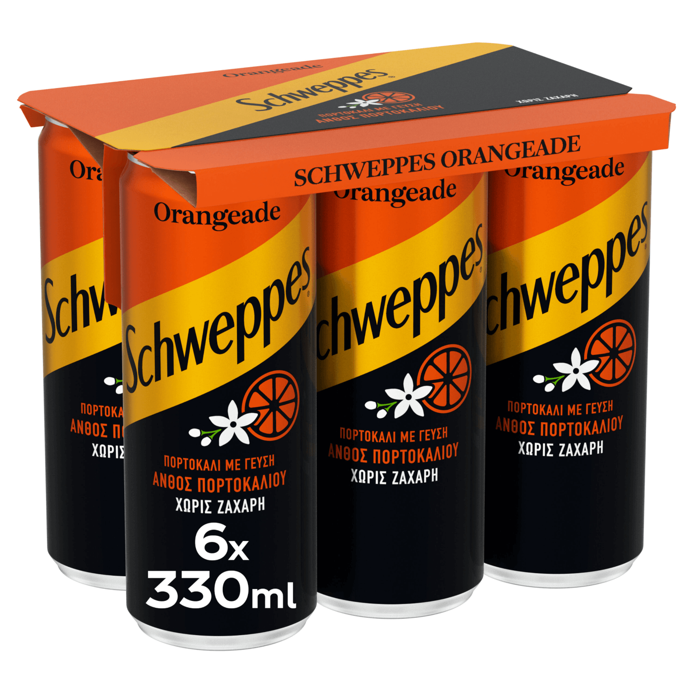 SCHWEPPES αναψυκτικό πορτοκαλάδα χωρίς ζάχαρη 6x330ml - floating thumbnail