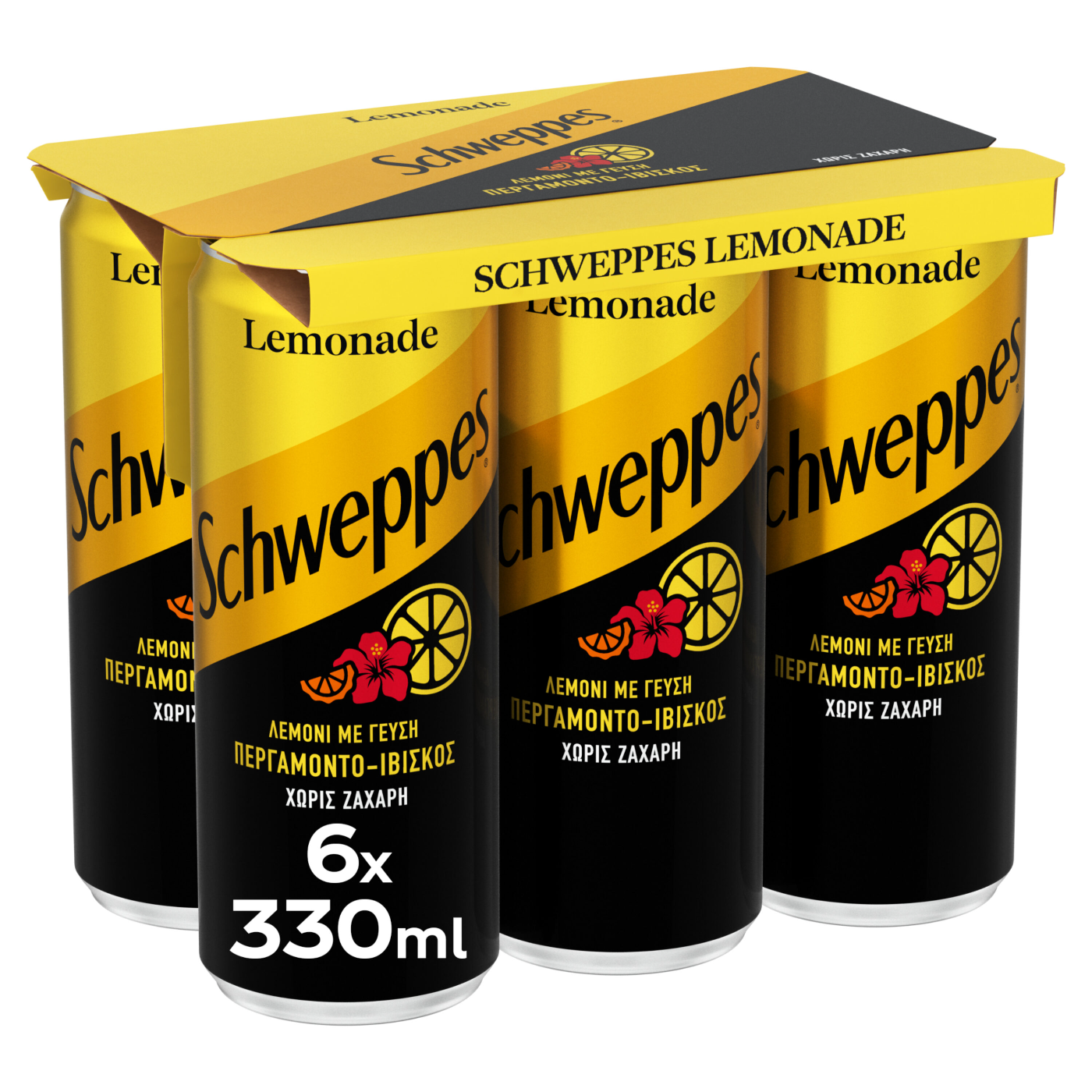 SCHWEPPES αναψυκτικό Λεμόνι Περγαμόντο & Ιβίσκος χωρίς ζάχαρη 6x330ml - floating thumbnail